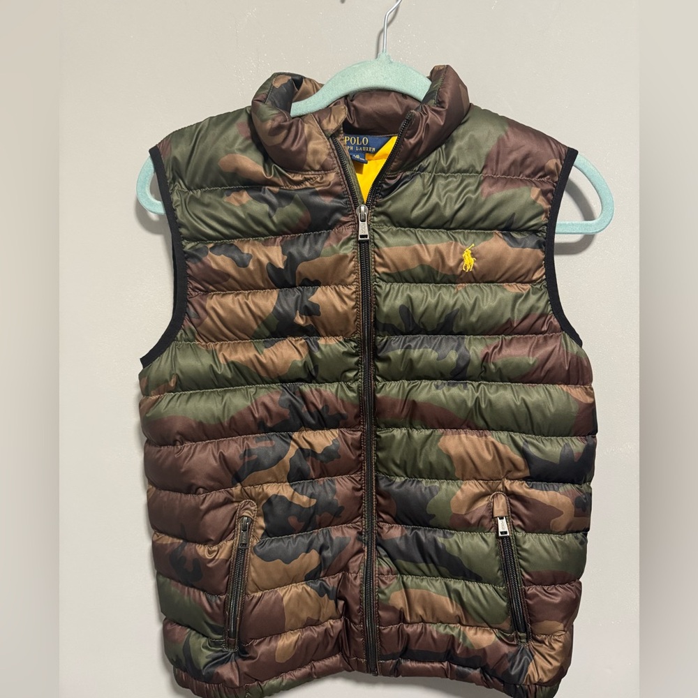 EUC-Polo Ralph Lauren- Camouflage Puffer Vest- Kids Size Large 14/16